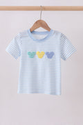 Blue character french knot stripe top