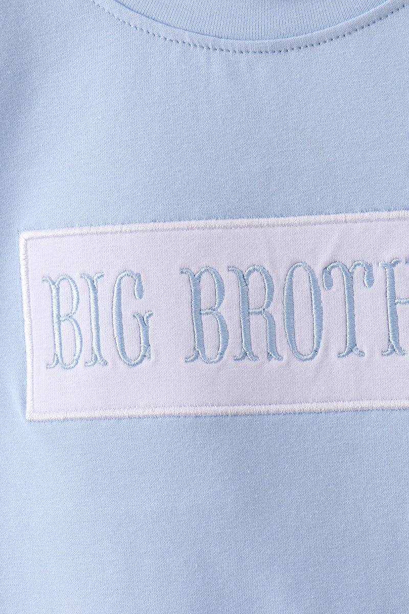 Blue big brother embroidery shorts set