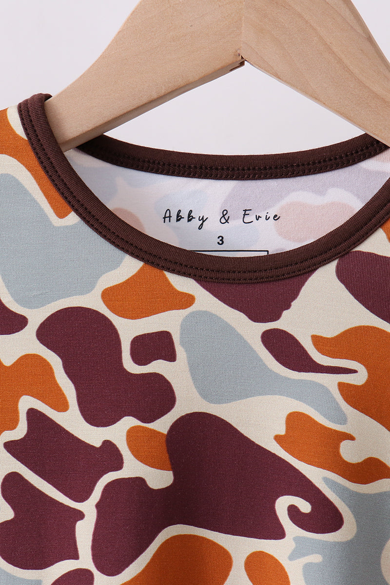 Camouflage print bamboo pajama set