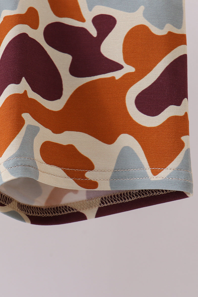 Camouflage print bamboo pajama set