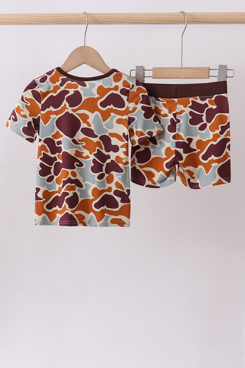 Camouflage print bamboo pajama set