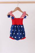 Blue star smocked ruffle bubble