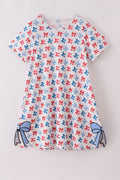 Bow applique print mom&me dress