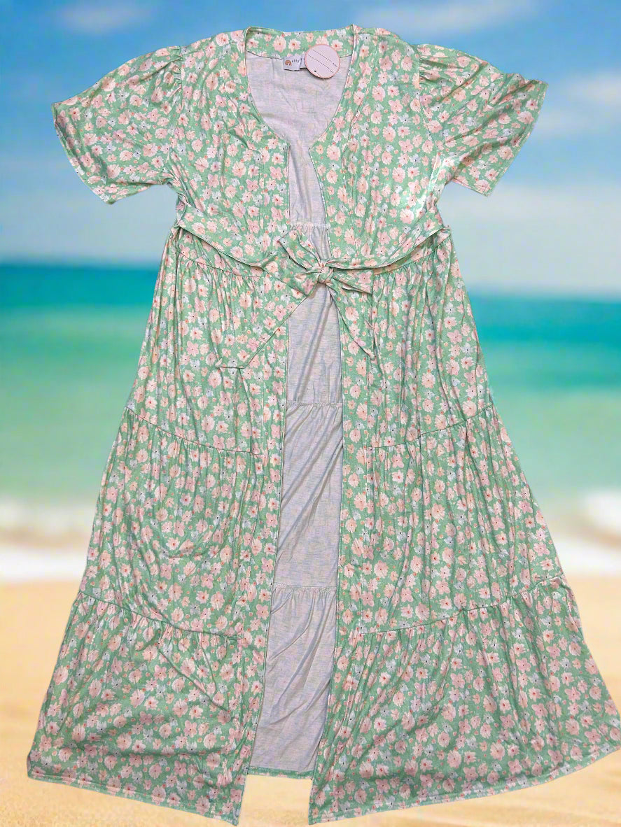Green floral print mom&me dress