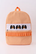 Orange Tennessee embroidery checkered ruffle backpack