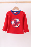 Red character applique top