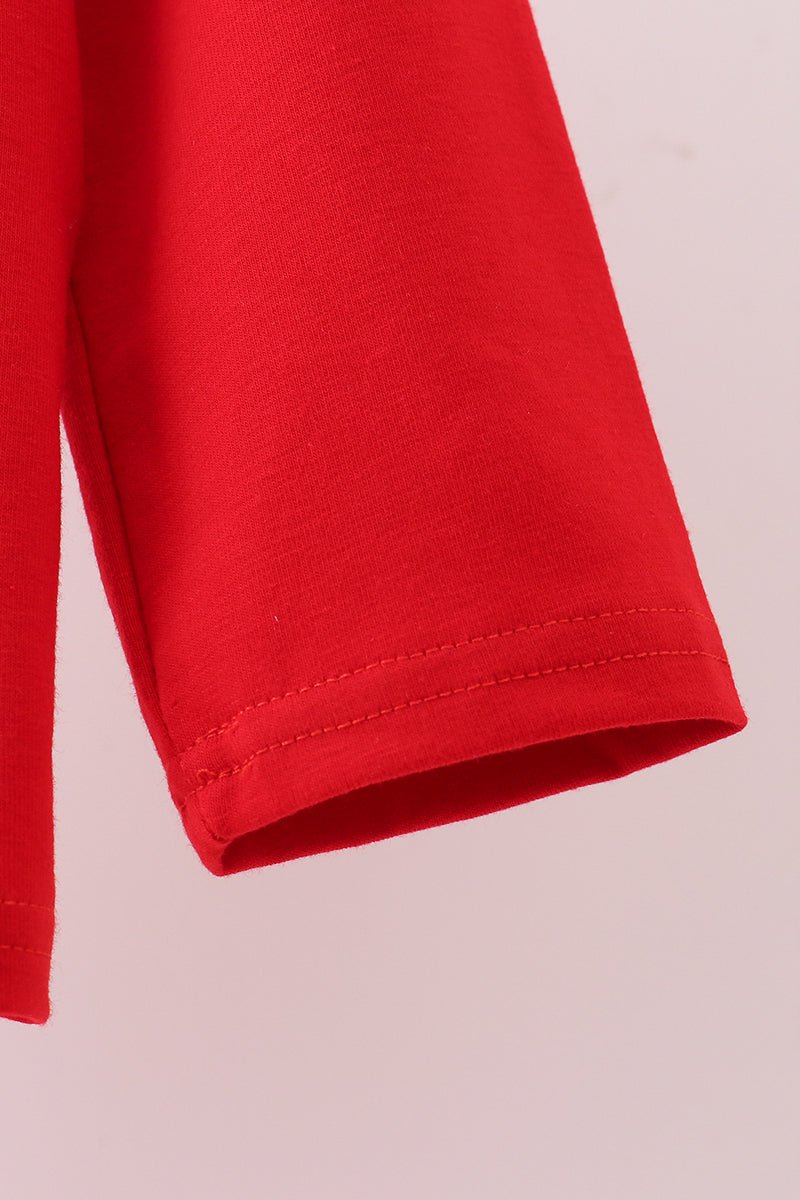 Red character applique top