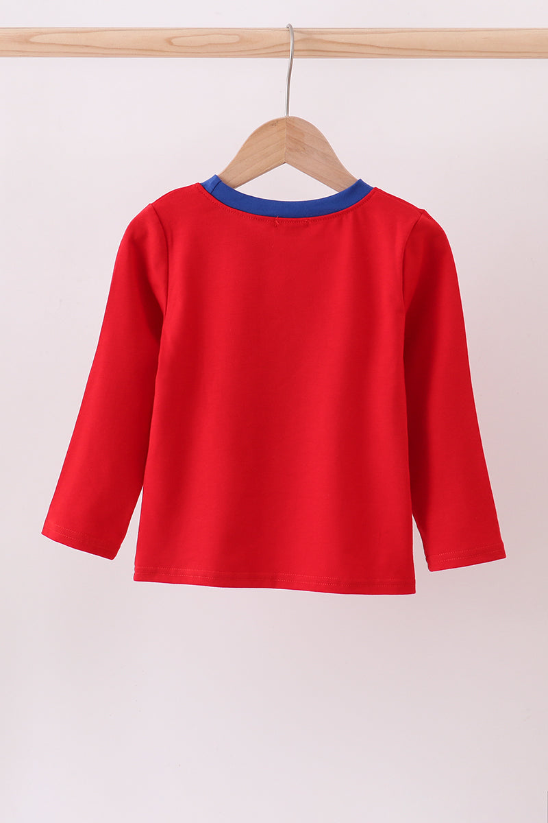 Red character applique top