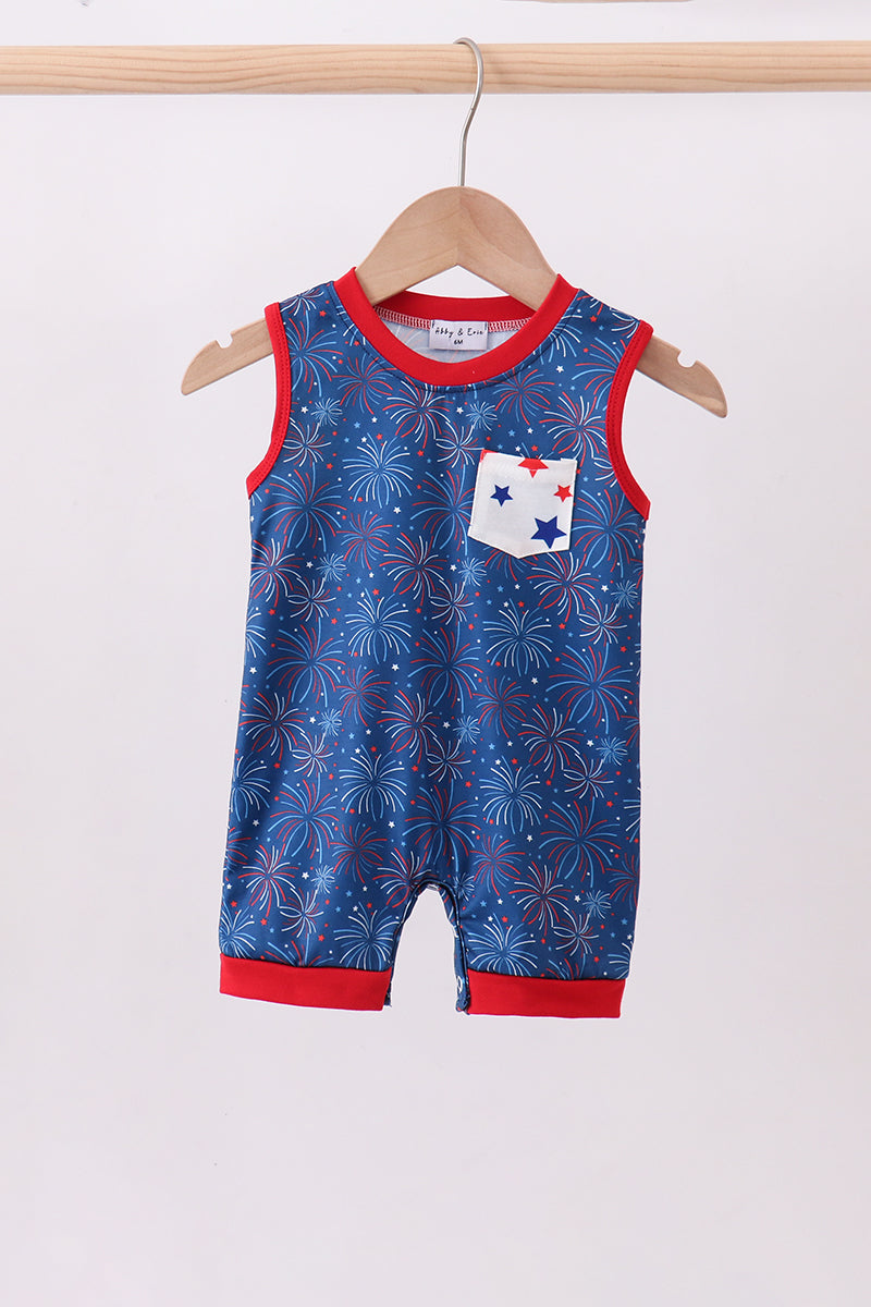 Navy fireworks romper