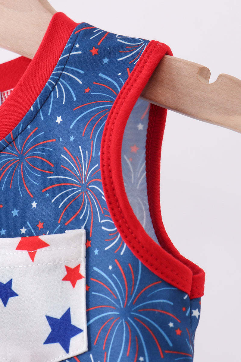 Navy fireworks romper