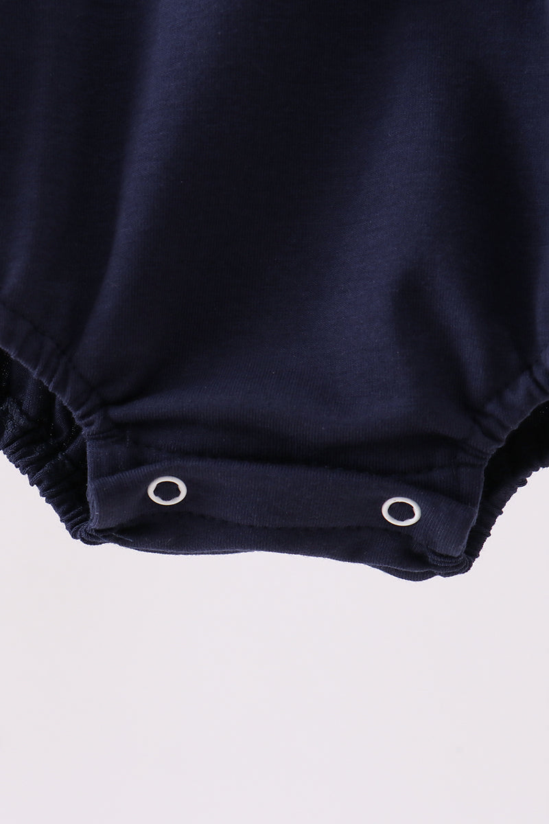 Navy flag applique gingham ruffle bubble