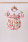 Pink strawberry smocked bubble