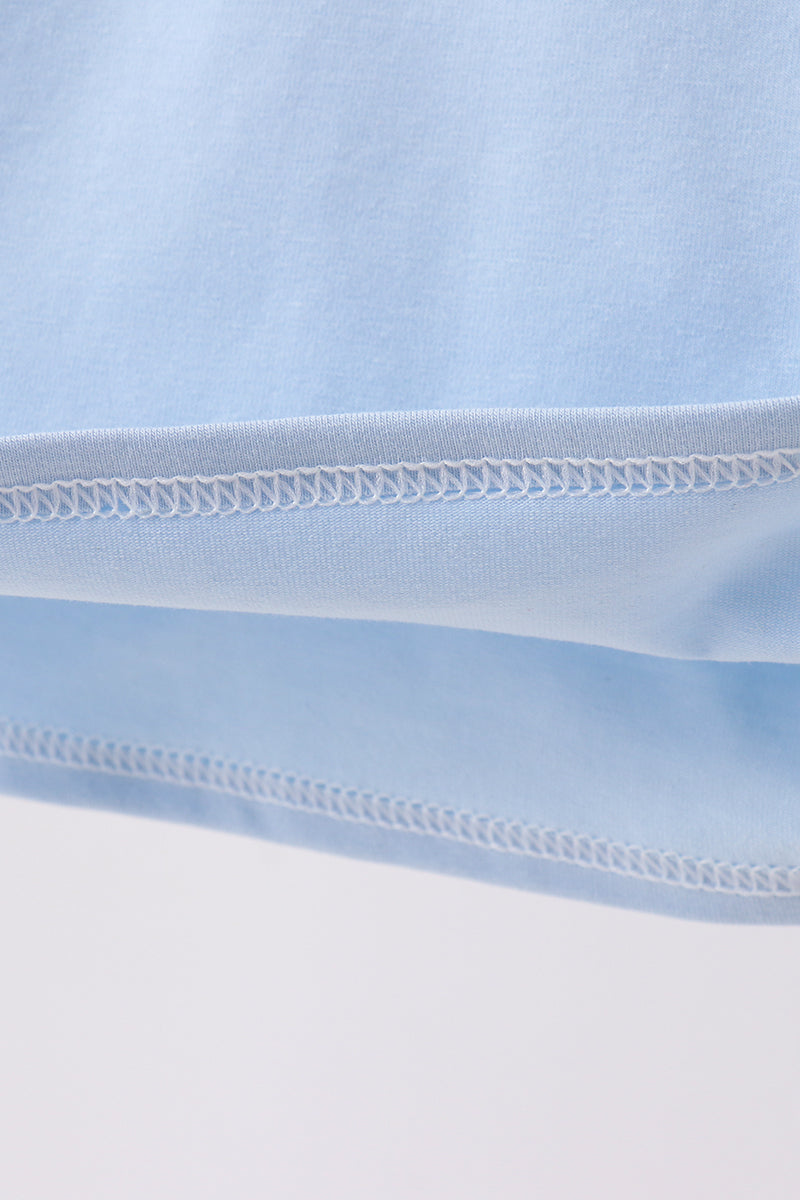 Blue tool smocked top