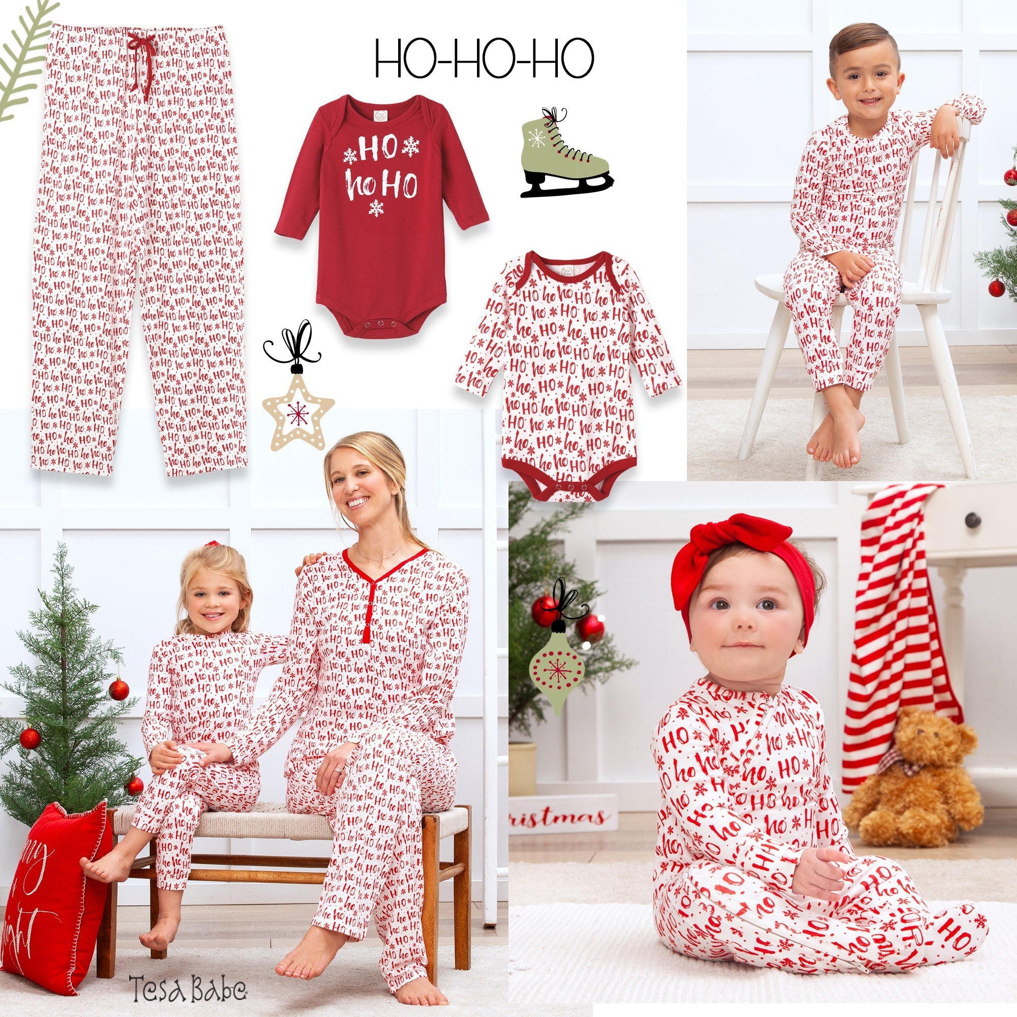 Christmas Ho-Ho-Ho Women's Bamboo Pajama Family Matching Set